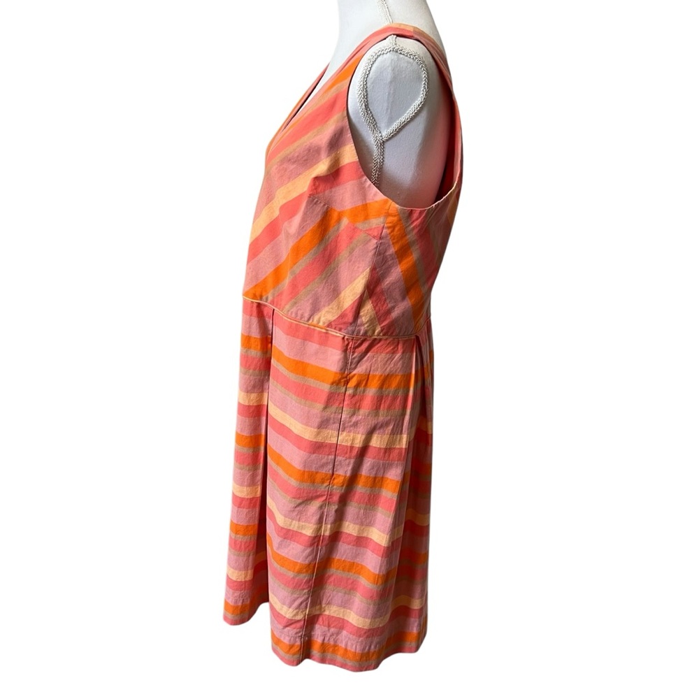 Lands End Striped Fit & Flare Sleeveless Dress Pink & Orange Sundress Size 12 - Picture 10 of 15